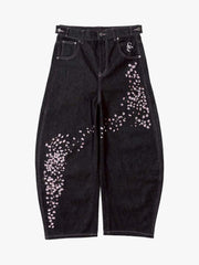 Camo Sakura Embroidered Baggy Jeans