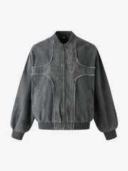 Leopard Distressed Bomber Jacket