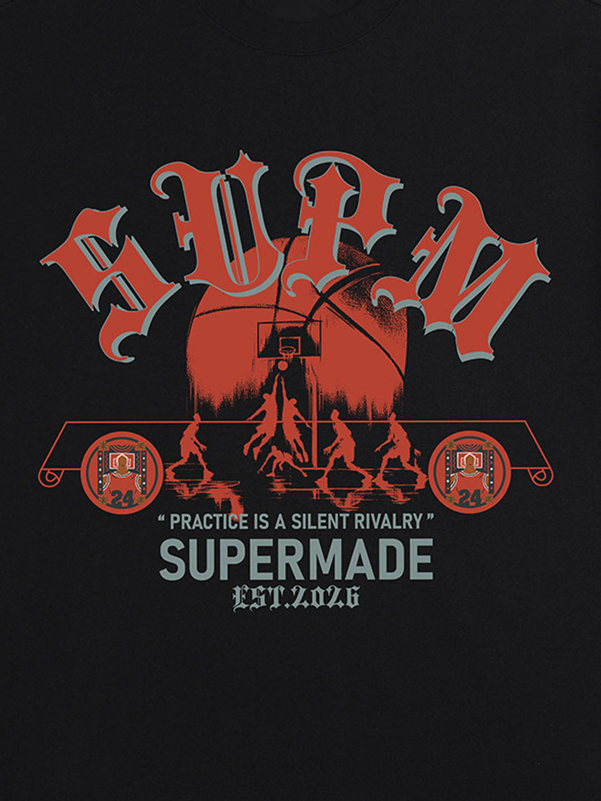 thesupermade-Cotton Basketball Graphic T-Shirt with "Practice Is A Silent Rivalry" Print and Oversized Fit 