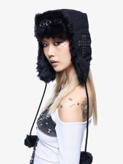 Studded Faux Fur Trapper Hat