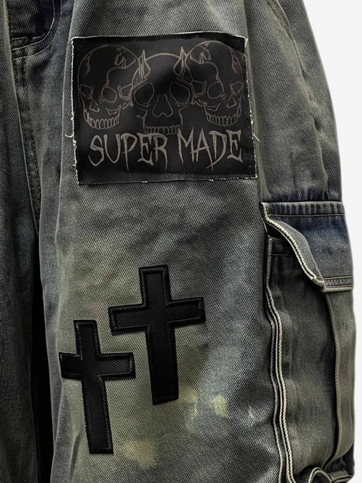 Logo Embroidered Multi-Pocket Flared Shorts