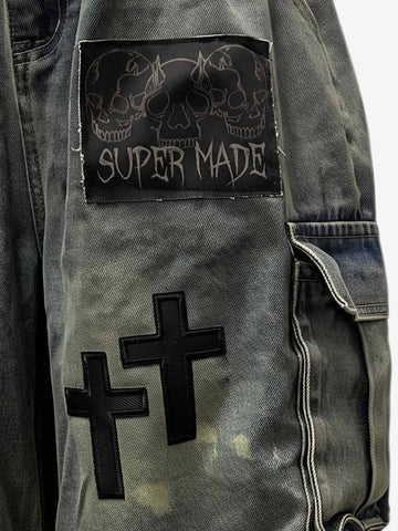 Logo Embroidered Multi-Pocket Flared Shorts