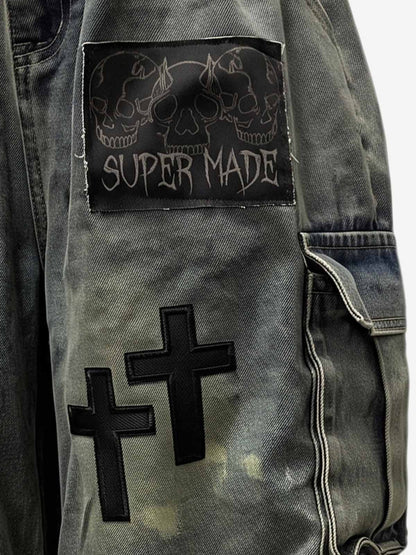 Logo Embroidered Multi-Pocket Flared Shorts