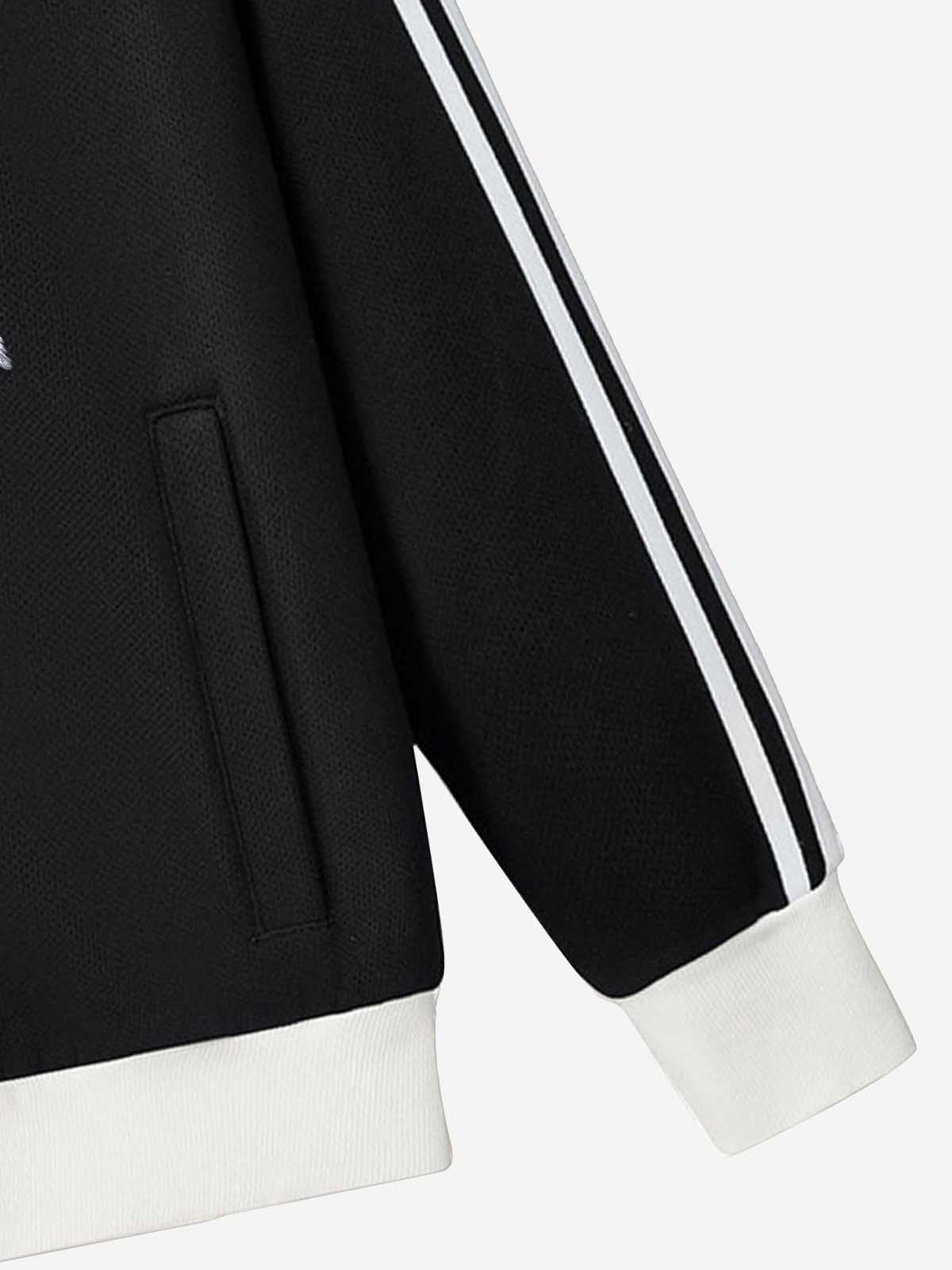 Star Embroidered Color Block Striped Heavyweight Sweatshirt