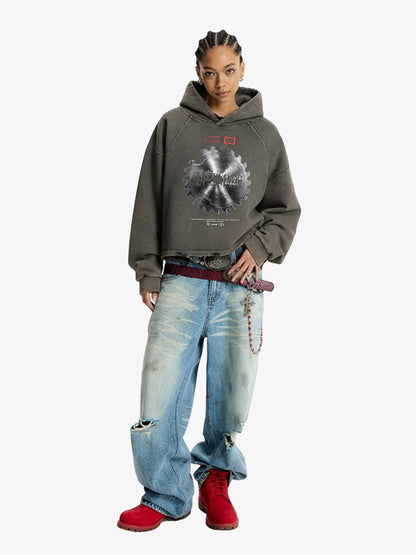 Oversized Snake Graphic Hoodie with Bold Print Design 