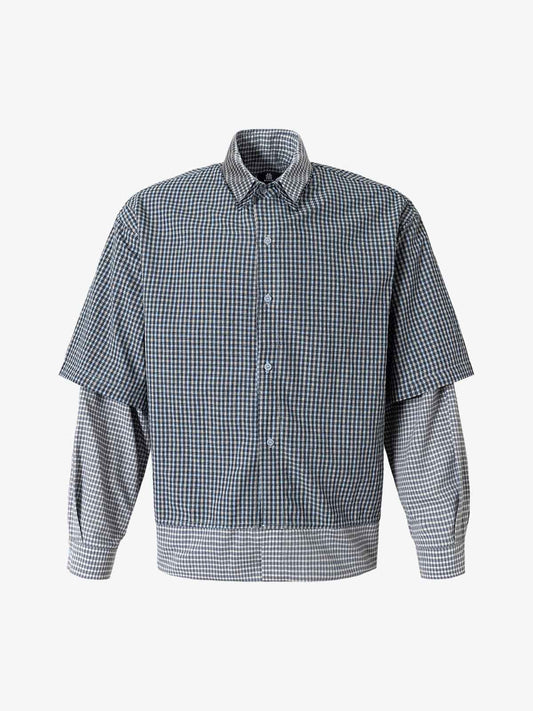 Thesupermade Double-layered Plaid Deconstructed Shirt 