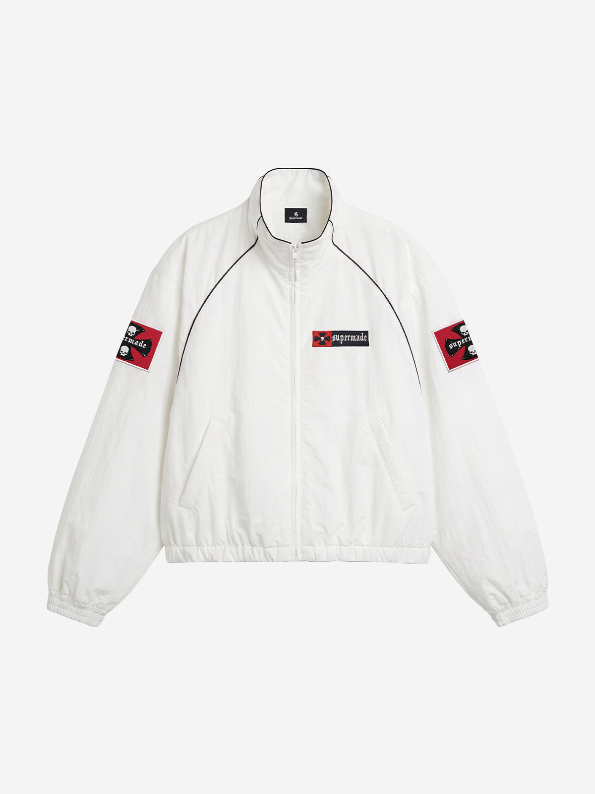 Color Block Embroidered Piped Racing Jacket