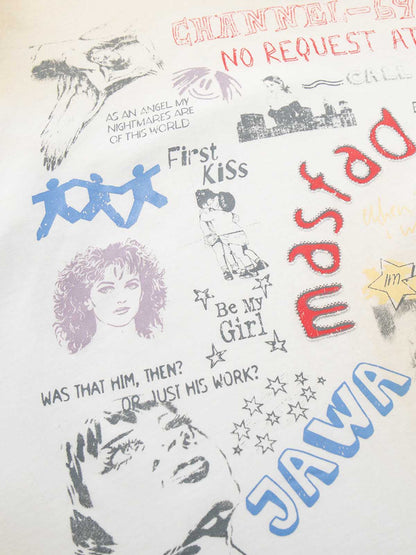 Cotton Blend Vintage Rock 'n' Roll Graphic T-Shirt with 1977 Punk Band Print and Distressed Wash Finish 