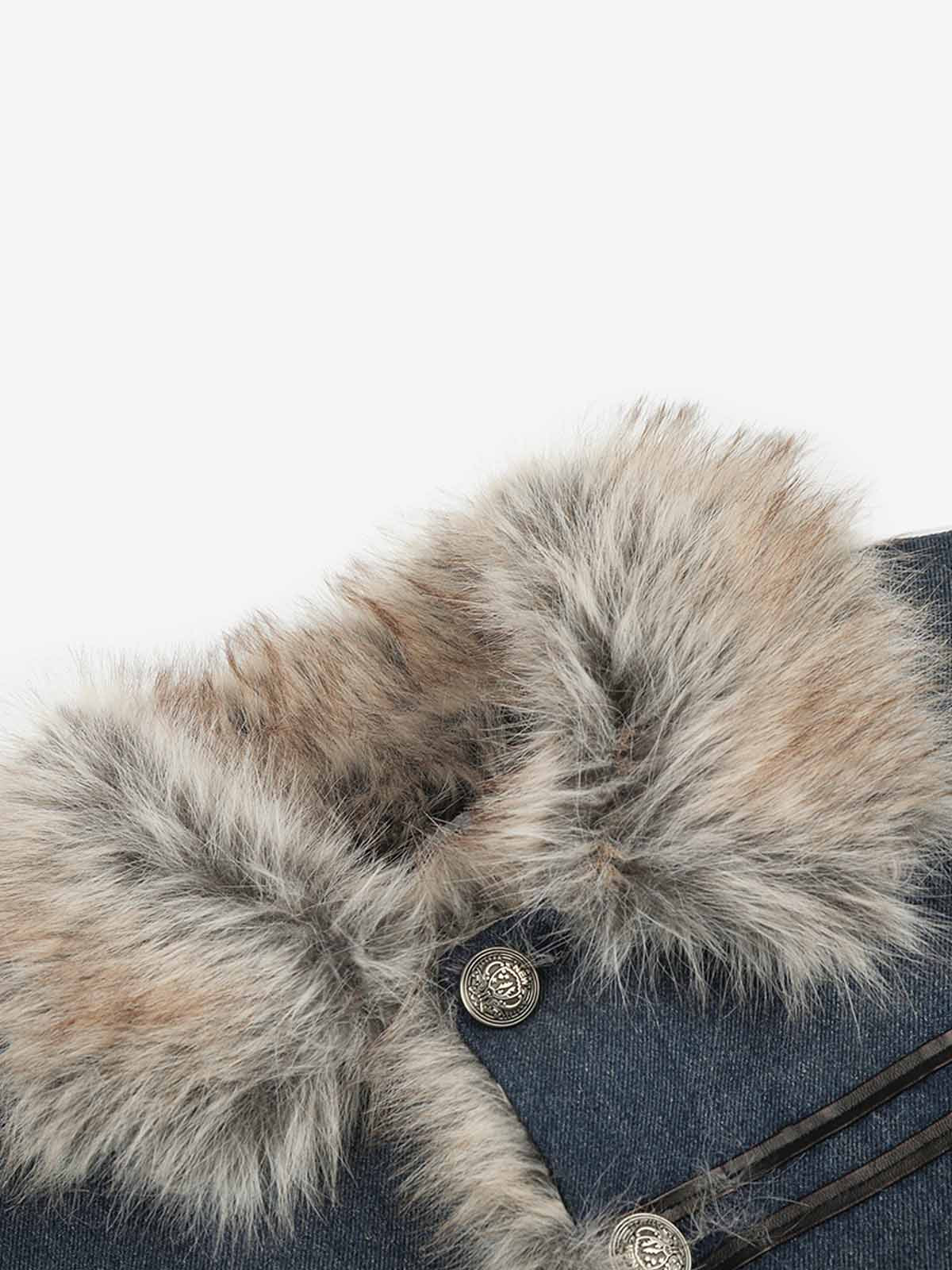 Faux-Fur Collar Multi-Button Quilted Coat