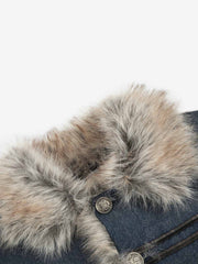 Faux-Fur Collar Multi-Button Quilted Coat