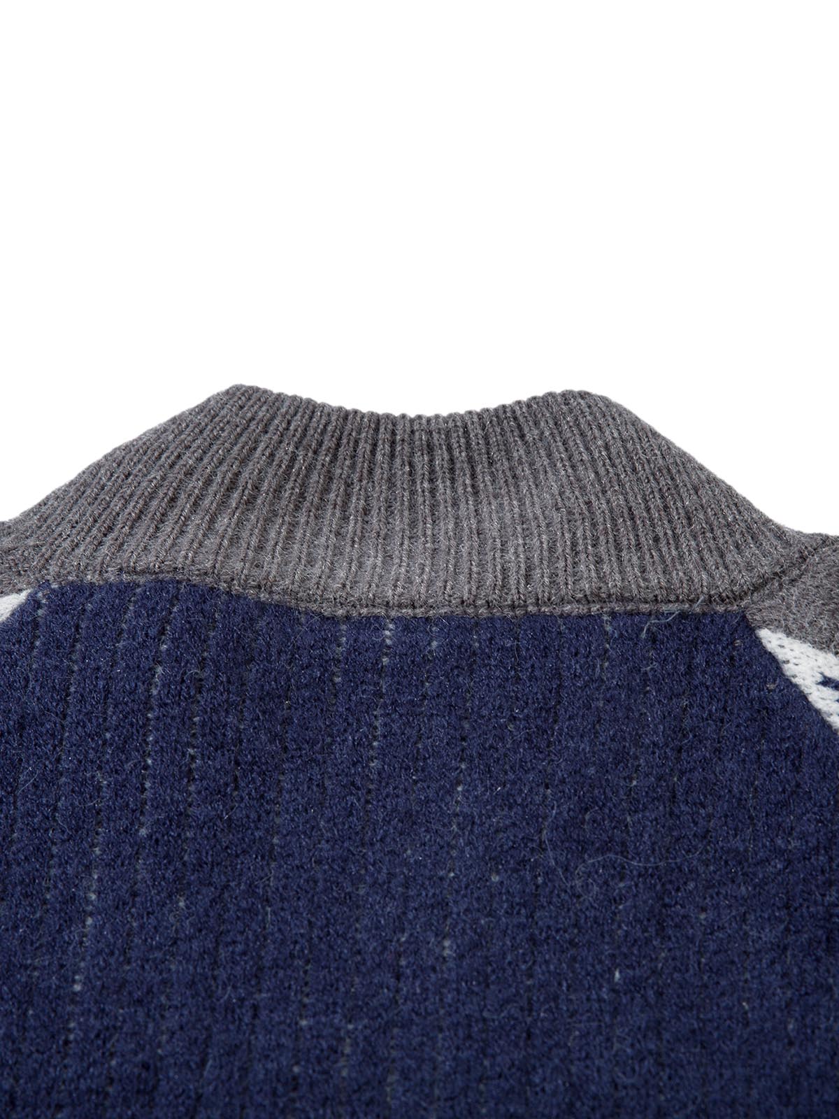 Retro Contrast Color Cardigan Knitted Sweater 