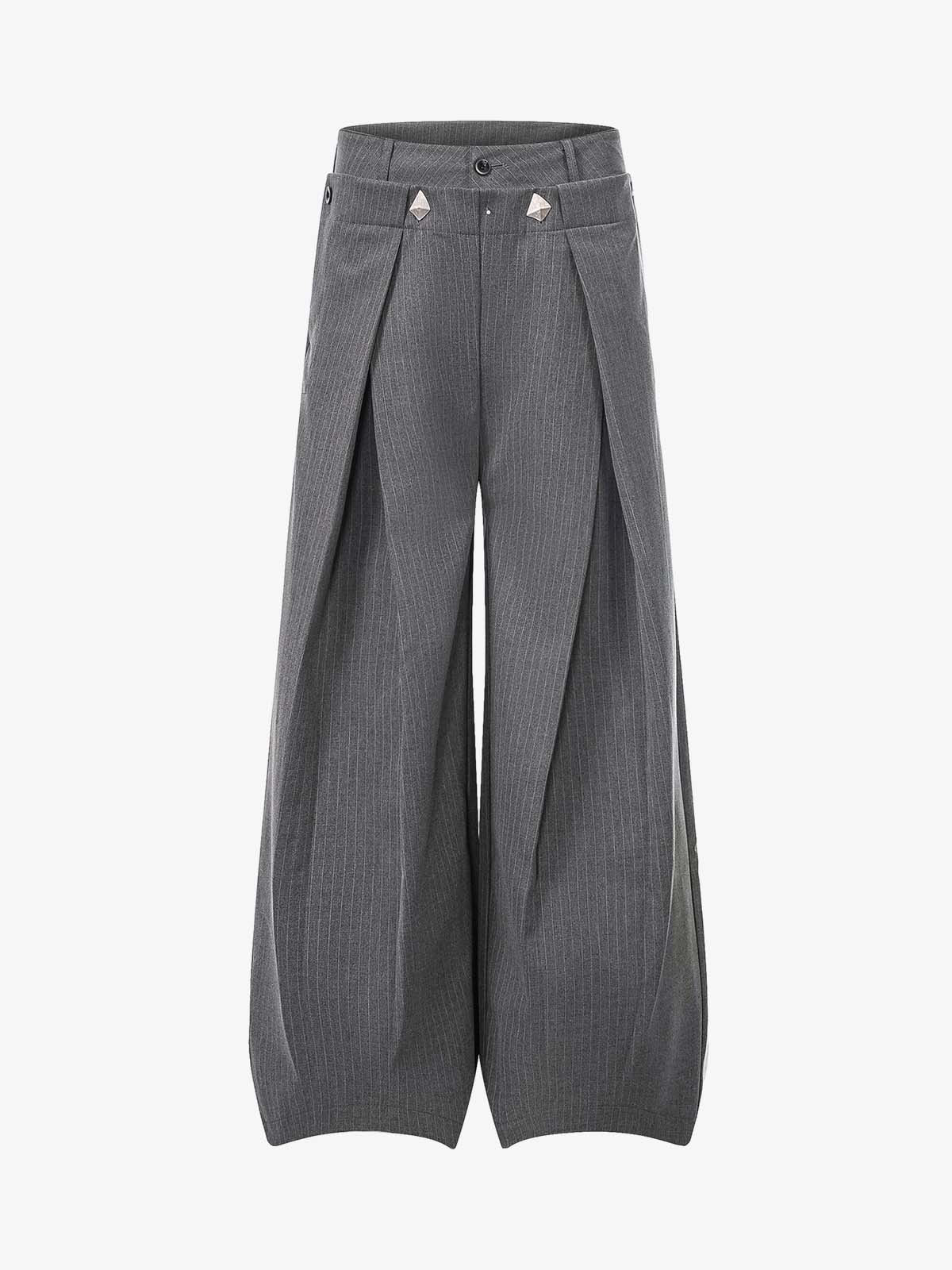 Double Waist Pinstripe Balloon Pants 