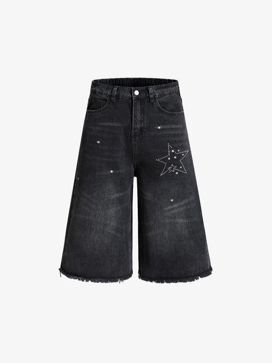 Raw Hem Star Rhinestone Jorts