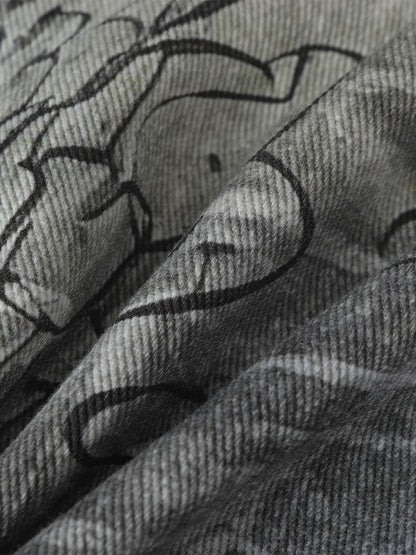 Vintage Graffiti Scribble Wash Straight Leg Jeans 