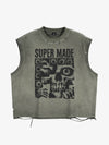Skull Graphic Grommet Vest
