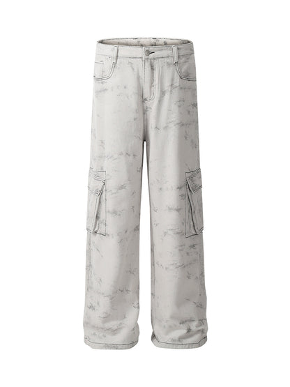 Thesupermade Workwear Multi-Pocket Tie-Dye Pants 