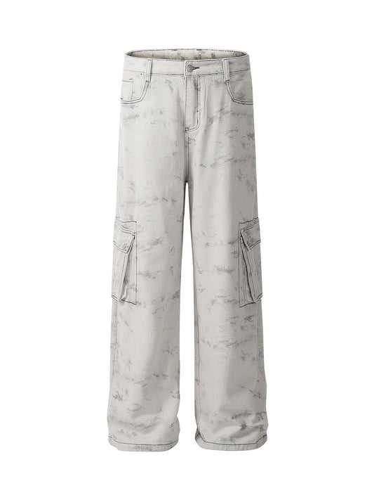 Thesupermade Workwear Multi-Pocket Tie-Dye Pants 