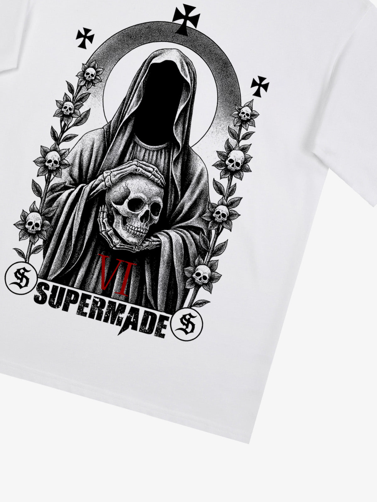 Thesupermade Dark Gothic Headless Skull Death T-shirt 