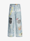 Artistic Wide-Leg Jeans with Unique Hand-Painted Designs for Women 