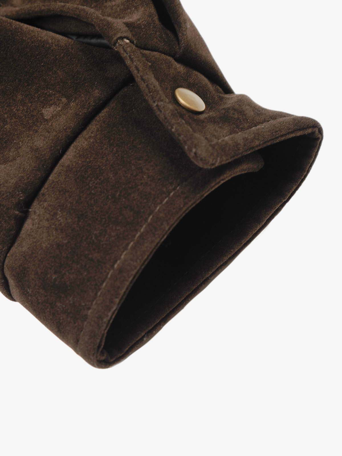 Vintage Suede Embroidered Toggle-Buckle Stand Collar Down Jacket 