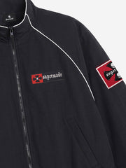 Color Block Embroidered Piped Racing Jacket