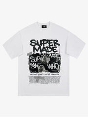 Streetwear Graffiti Character Collage Graphic T-Shirt 