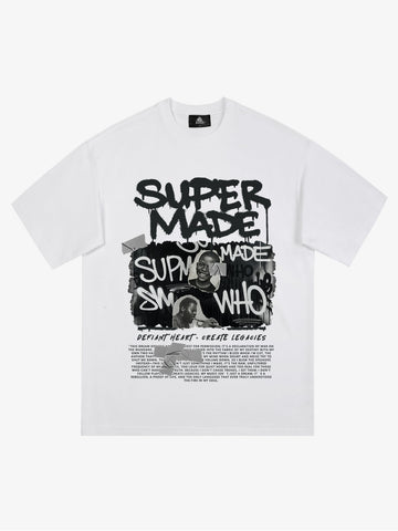 Streetwear Graffiti Character Collage Graphic T-Shirt 