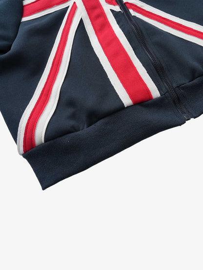 Flag Pattern Applique Contrast Stripes Cropped Jacket