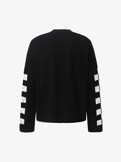 Biker Graphic Color Block Waffle Long Sleeve Tee