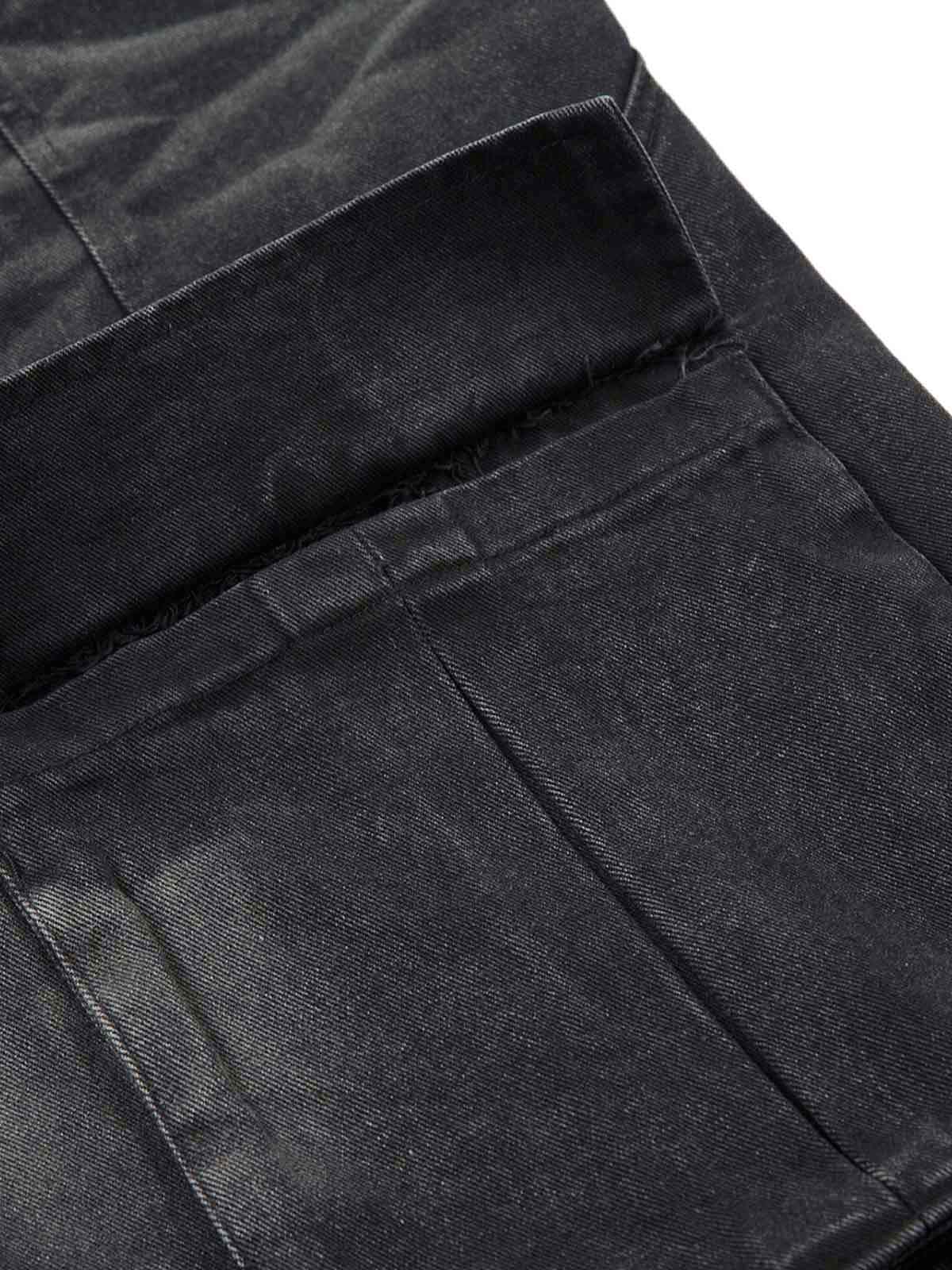 Washed Distressed Multi-Pocket Cargo Jeans 