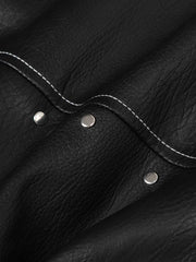 Mountain Eagle Fur-Collar Patchwork Faux Leather Jacket