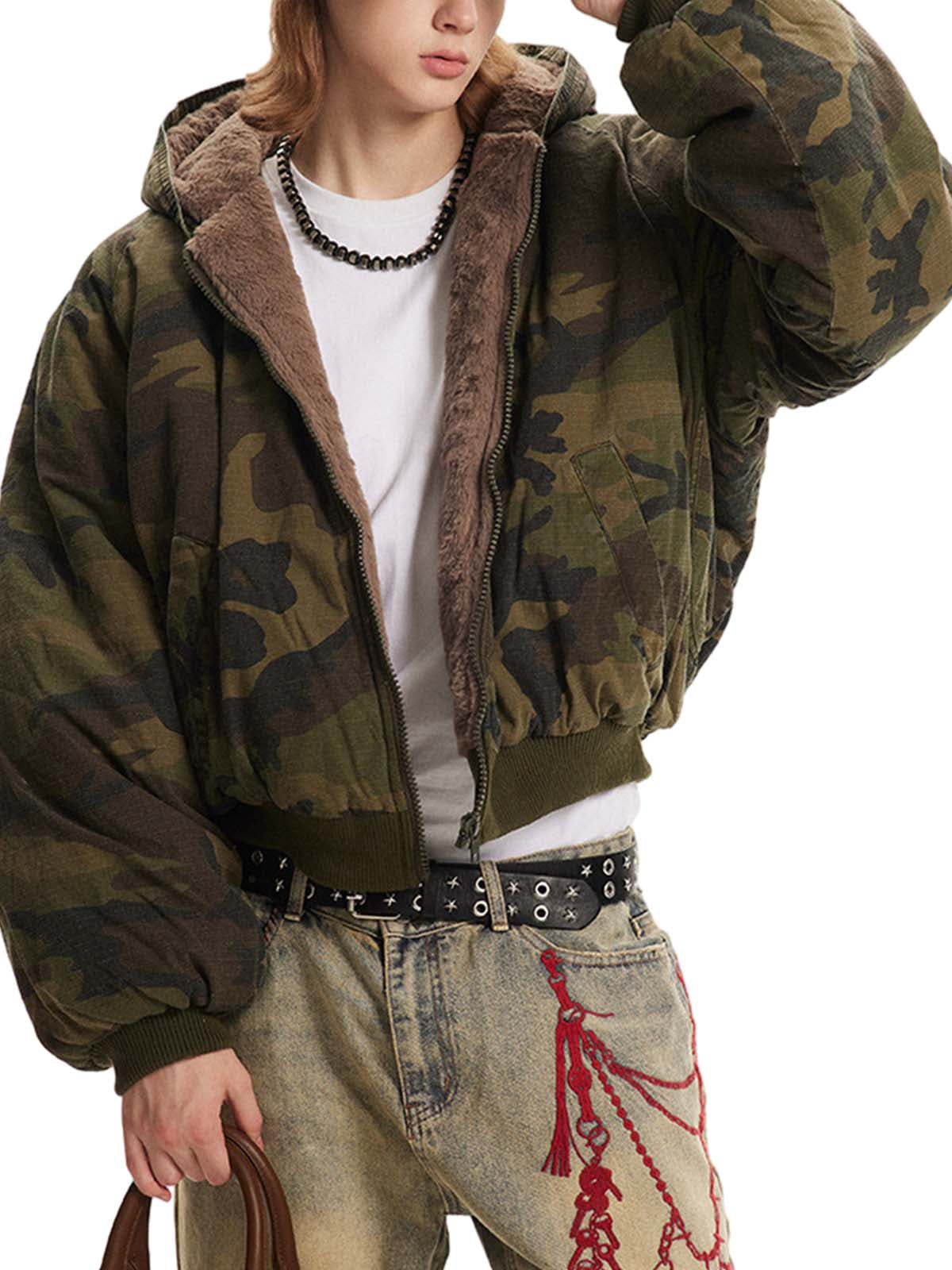 Camouflage Fur Hooded Jacket | Thesupermade®