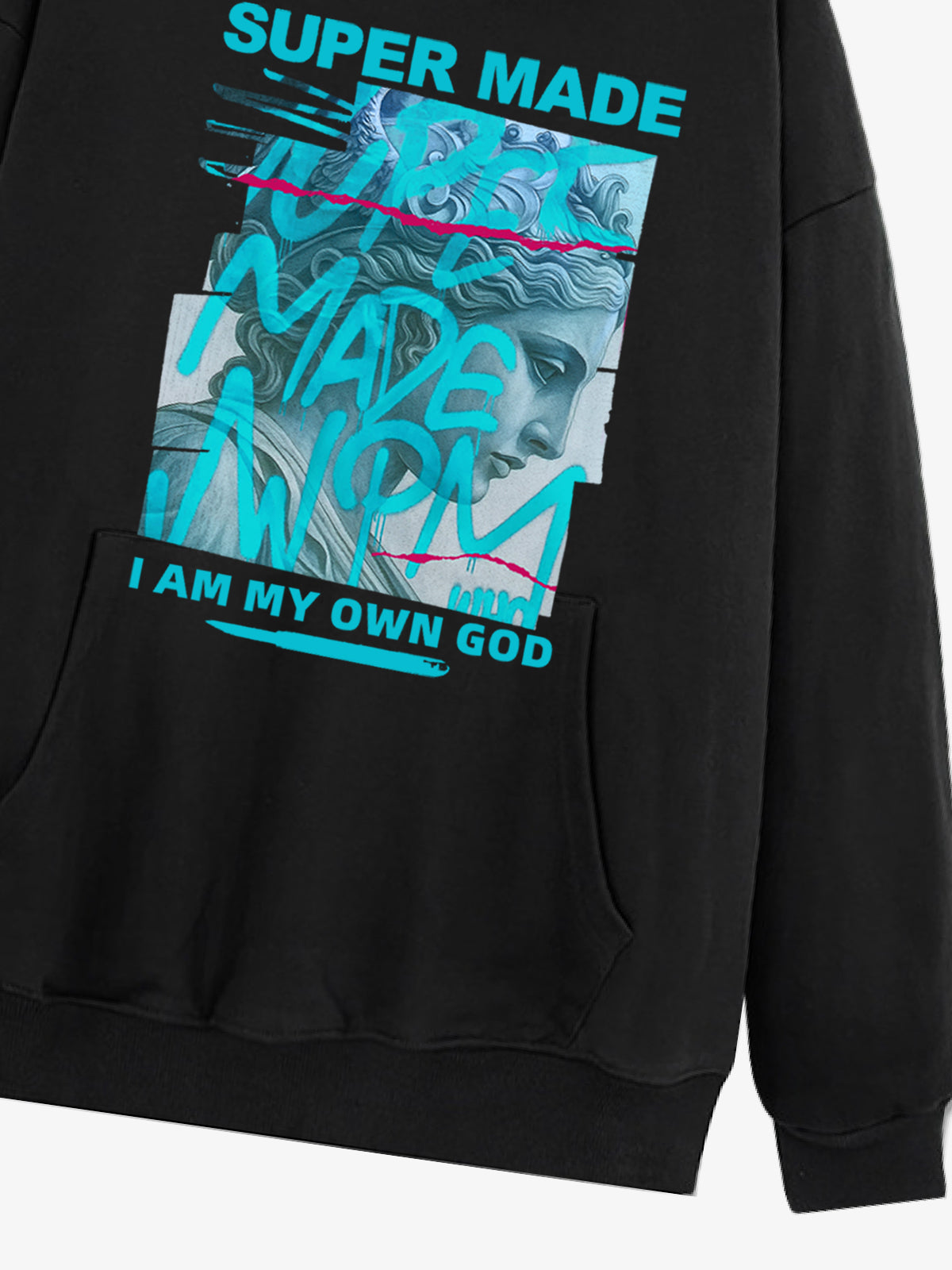 Supermade Street Graffiti Statue-print Hooded Hweatshirt 