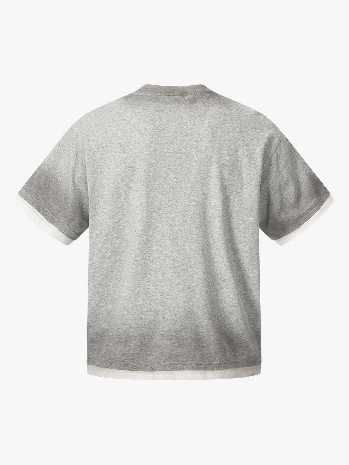 Heather Grey Oversized Cropped T-Shirt – Contrast Ribbed Cuffs & Hem