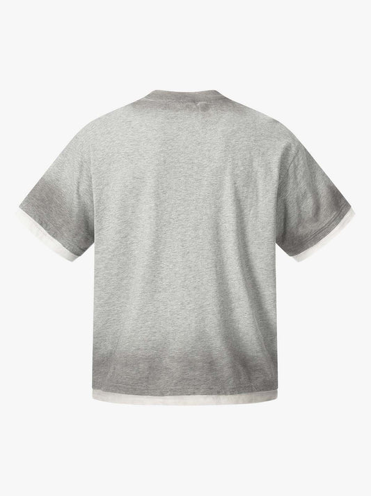 Heather Grey Oversized Cropped T-Shirt – Contrast Ribbed Cuffs & Hem