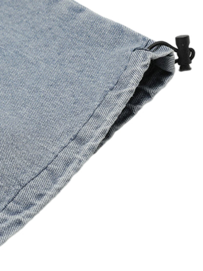 Side-Scarf Pleated Baggy Jeans 