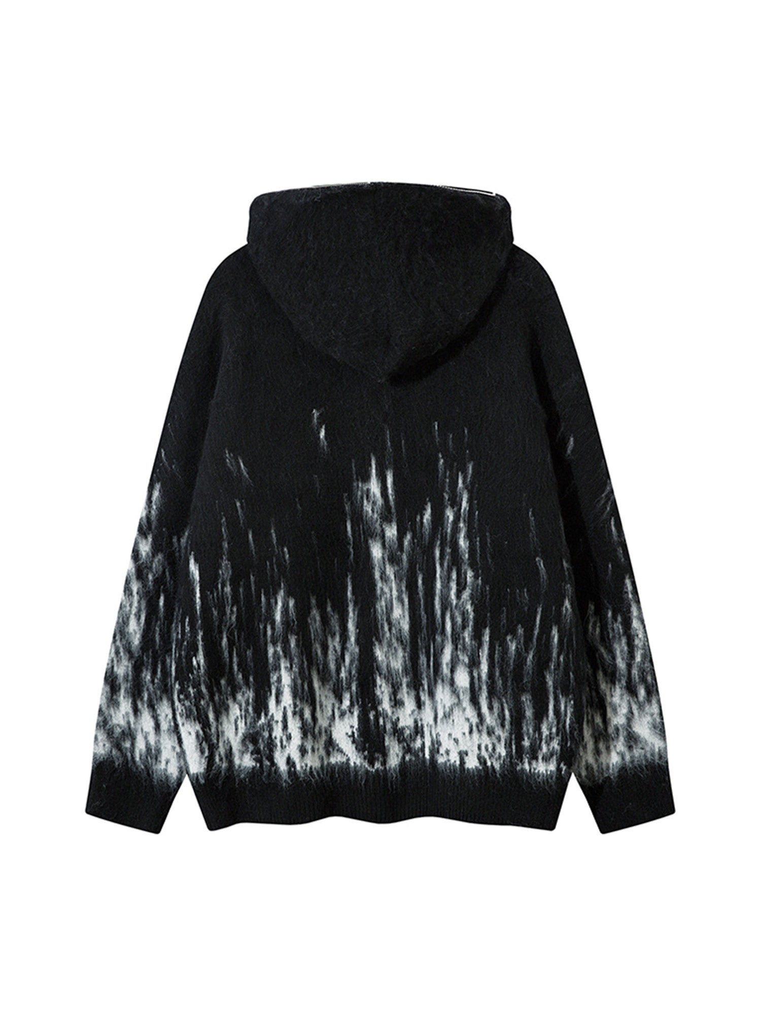 Thesupermade Star Mohair Fuzzy Hooded Zip Up Sweater 
