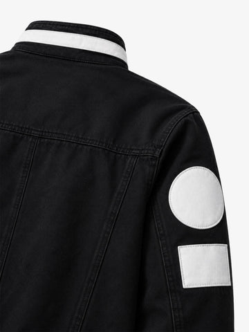 Distressed Racing Jacket with Patch Detail