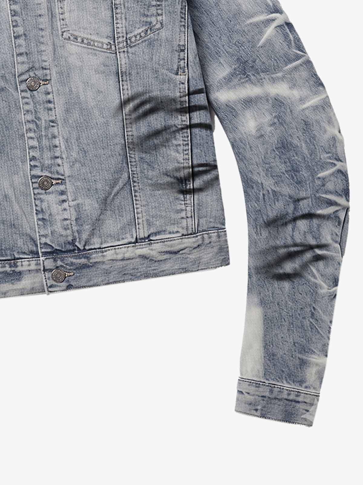 Tiger Stripe Curved-Sleeve Heavyweight Denim Jacket