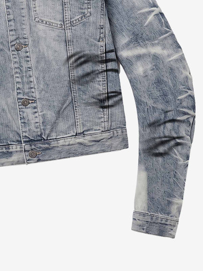 Tiger Stripe Curved-Sleeve Heavyweight Denim Jacket