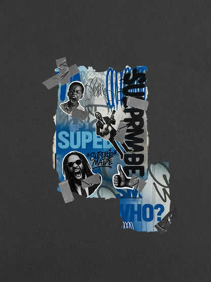 Supermade Trendy Retro Hip-Hop Character T-Shirt 