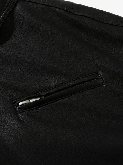 Stylish Black Leather Jacket with Zipper Detail for Modern Fashionistas 