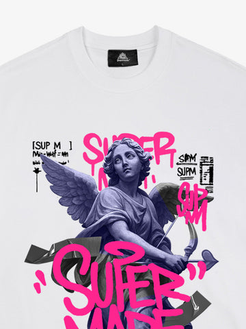 Street Pink Lucky Angel Graphic Design T-Shirt 