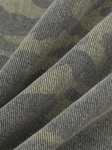 Thesupermade Camouflage Patchwork Ripped Cargo Jeans 