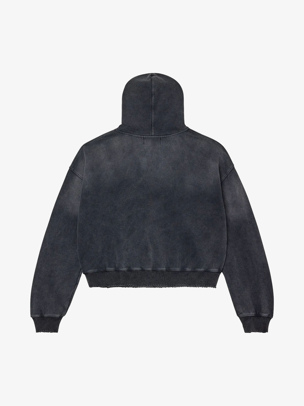 Cracked-Lip Graphic Distressed Zip Hoodie
