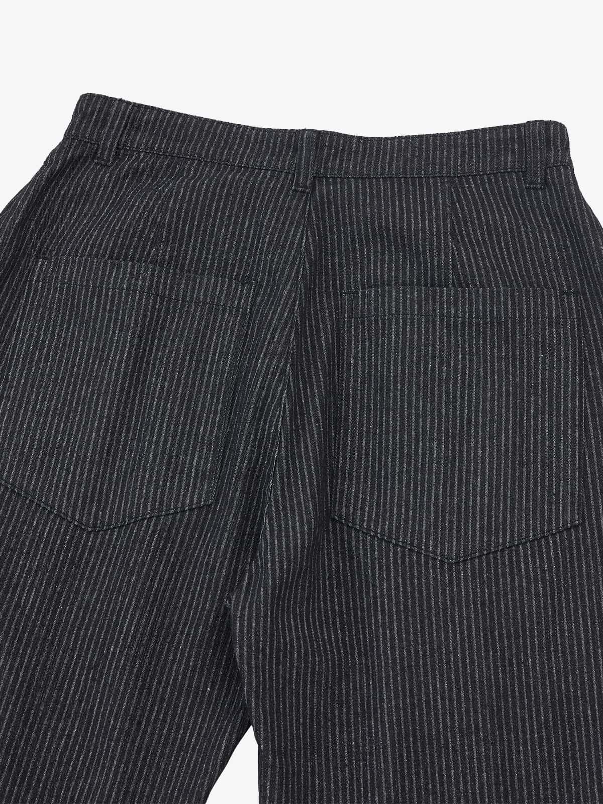 Vintage Pinstripe Pleated Wide-Leg Barrel Pants 