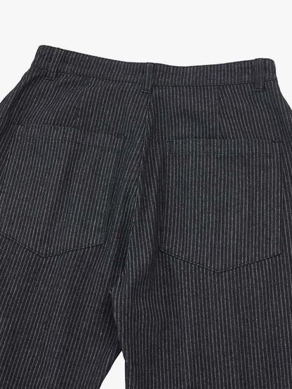 Vintage Pinstripe Pleated Wide-Leg Barrel Pants 