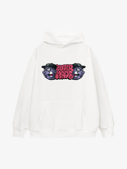 Supermade graffiti font figurine hooded sweatshirt 