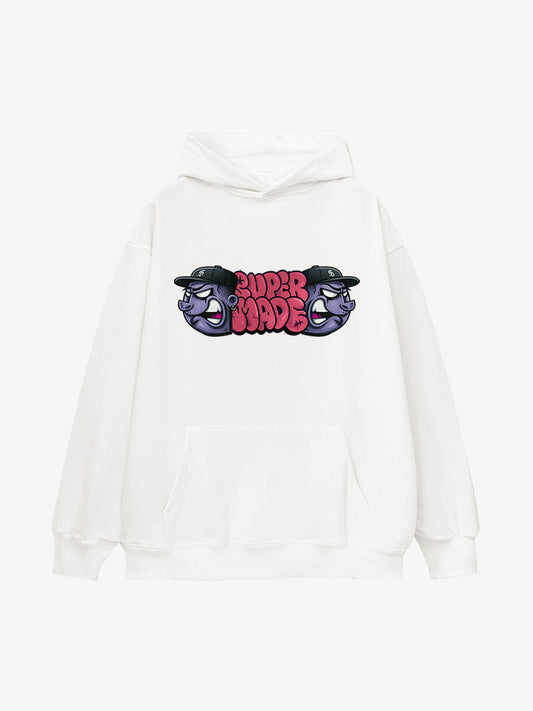 Supermade graffiti font figurine hooded sweatshirt 