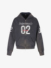 Distressed Boxy Fit Zip-Up Hoodie